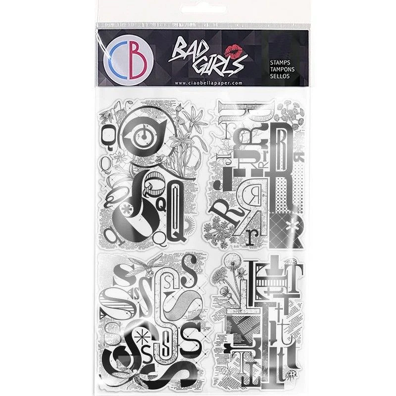 Clear Stamp Set 15x20 cm Design Letters QRST CIAO BELLA